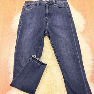 Parker Smith Faded Black High Rise Stretch Skinny Jeans Raw Hem 28